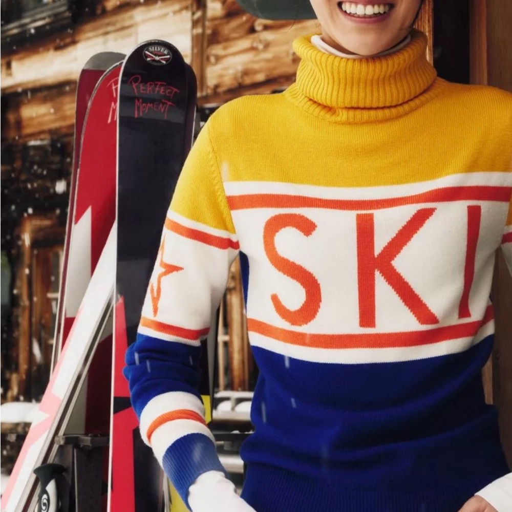 NWT Perfect Moment merino wool schild SKI Turtleneck Sweater Sz M